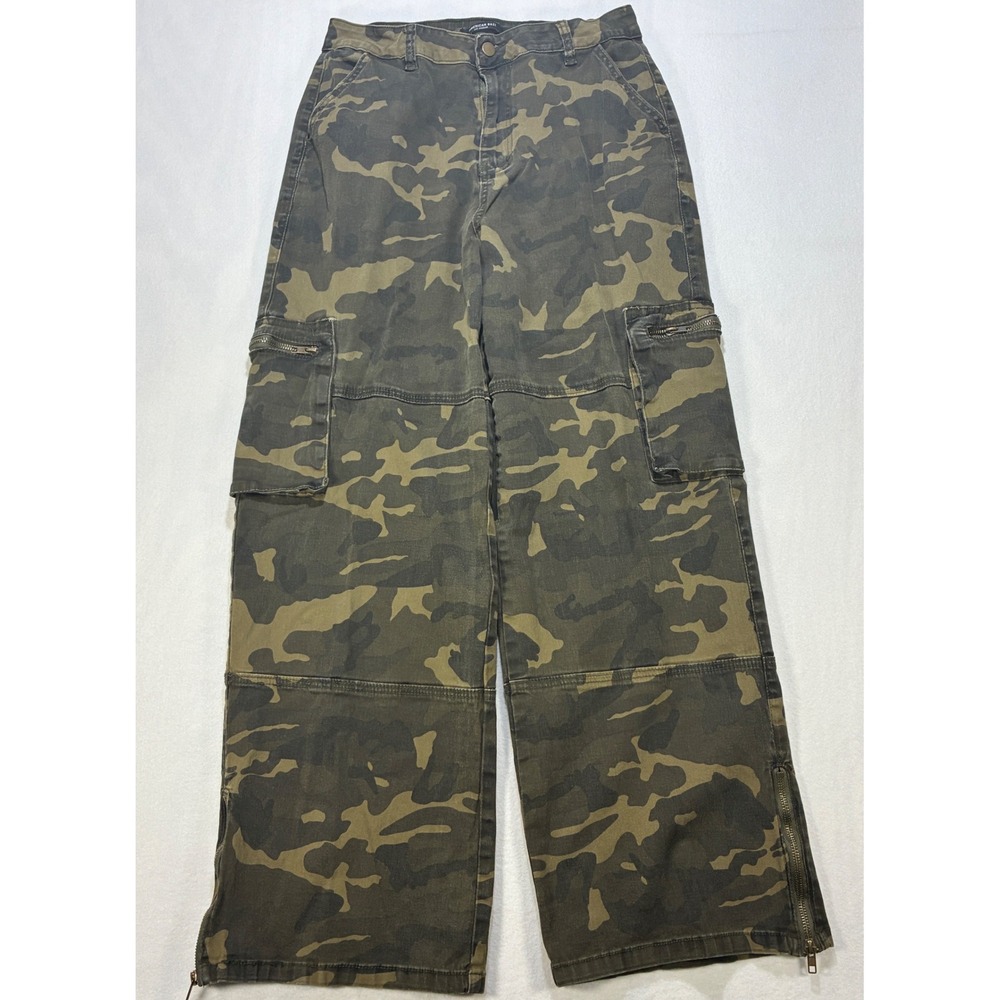 American Bazi Camo Cargo Pants Womens Streetwear Wide Leg Size Large Green Brown